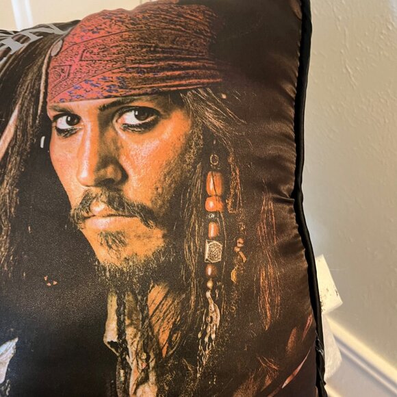 Pirates of the Caribbean  Jack Sparrow - Silk Throw Pillow - 14 inches tall - Picture 2 of 7